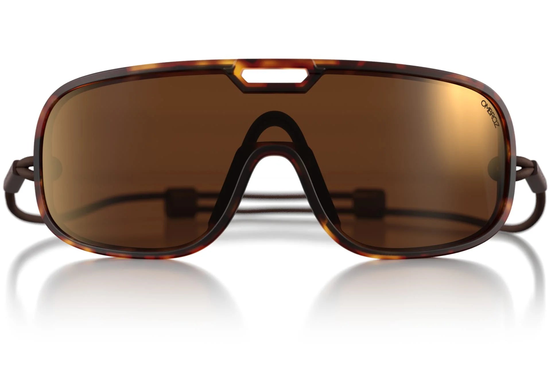 refugio_tortoise_brown_with_bronzeMirror Close up of Ombraz refugio armless rope sunglasses