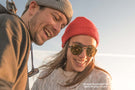 dolomite_slate_yellow Man and woman wearing Ombraz armless rope sunglasses looking down