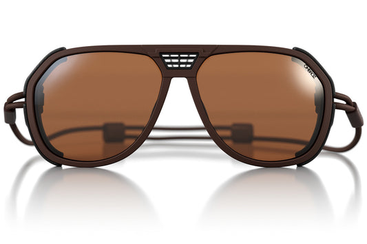 Mattebrown_brown_shields Ombraz unisex matte brown classic armless rope sunglasses with visors