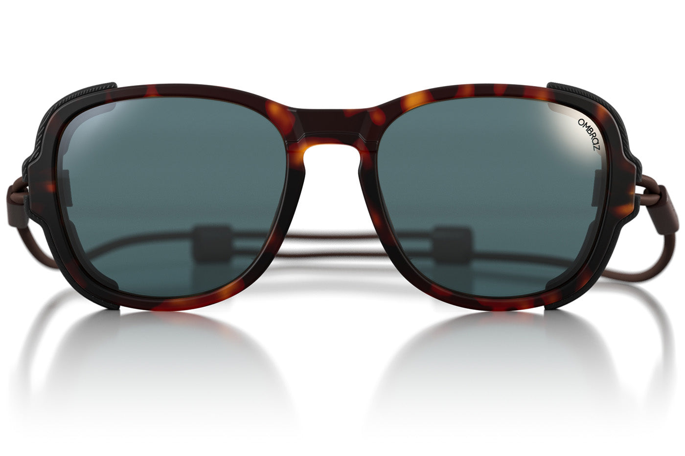Tortoise_grey_shields Ombraz unisex tortoise grey Teton armless strap sunglasses