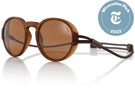 VIALE_DUSK_BROWN Side angle of Ombraz viale armless sunglasses with cord