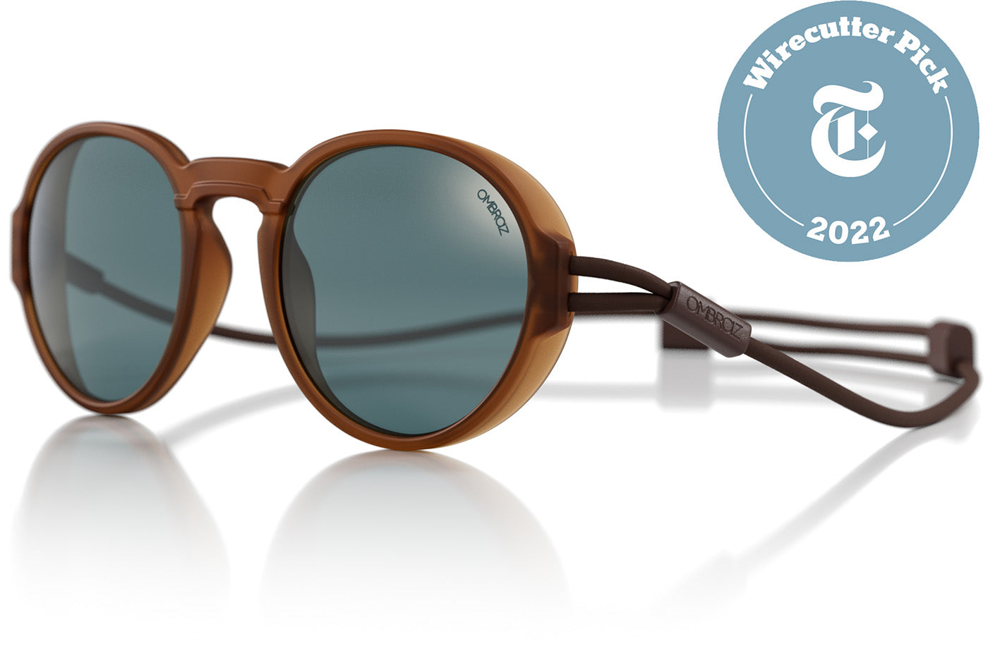 VIALE_DUSK_GREY Close up of Ombraz viale armless strap sunglasses