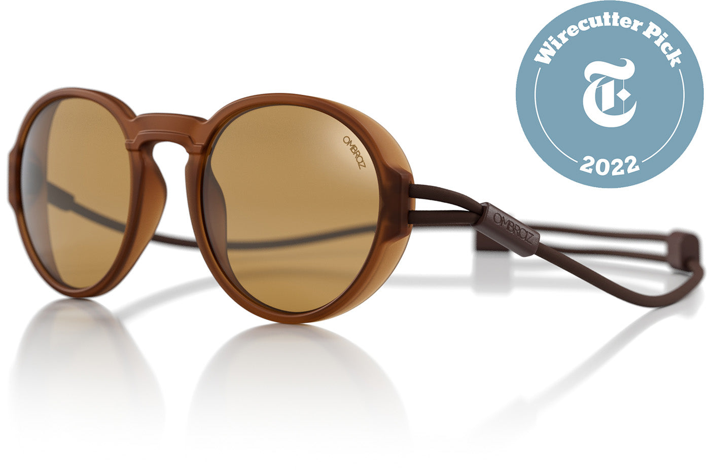 VIALE_DUSK_YELLOW Side angle of Ombraz viale armless rope sunglasses