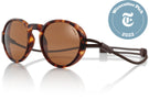 VIALE_TORTOISE_BROWN Side angle of Ombraz viale armless sunglasses with strap